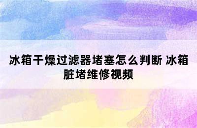 冰箱干燥过滤器堵塞怎么判断 冰箱脏堵维修视频